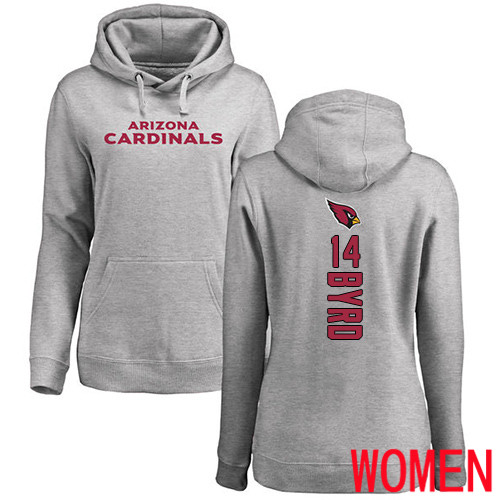 Arizona Cardinals Ash Women Damiere Byrd Backer NFL Football #14 Pullover Hoodie Sweatshirts->nfl t-shirts->Sports Accessory